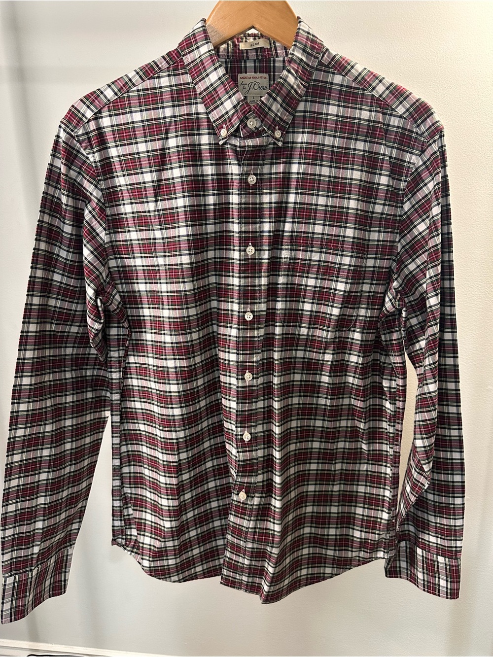 J. Crew Men's Plaid Button-Down Shirt - Red, White, Black, Green